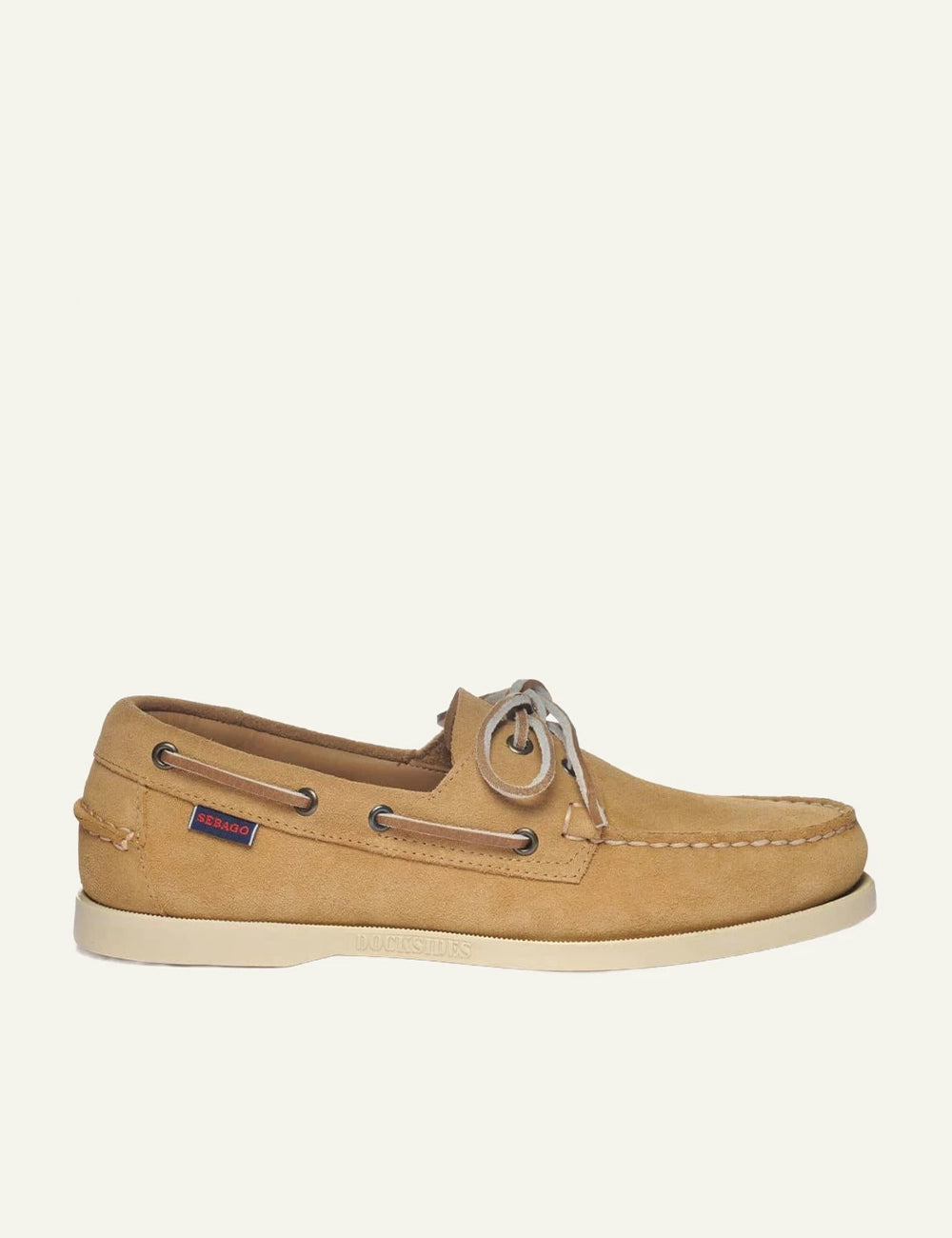 Sebago docksides suede sand boat shoes side view