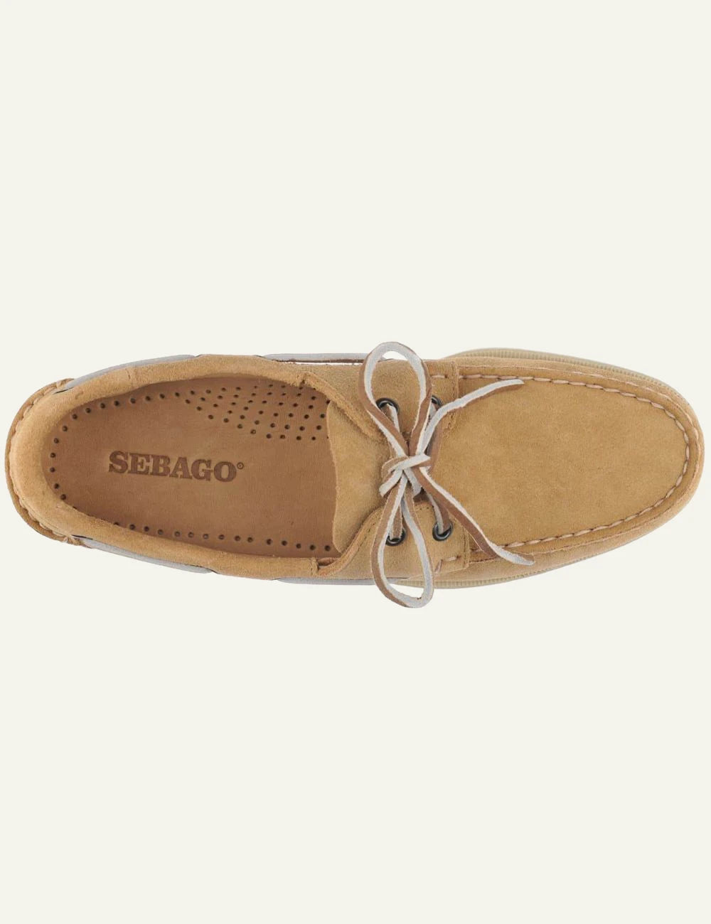 Sebago docksides suede sand boat shoes top view