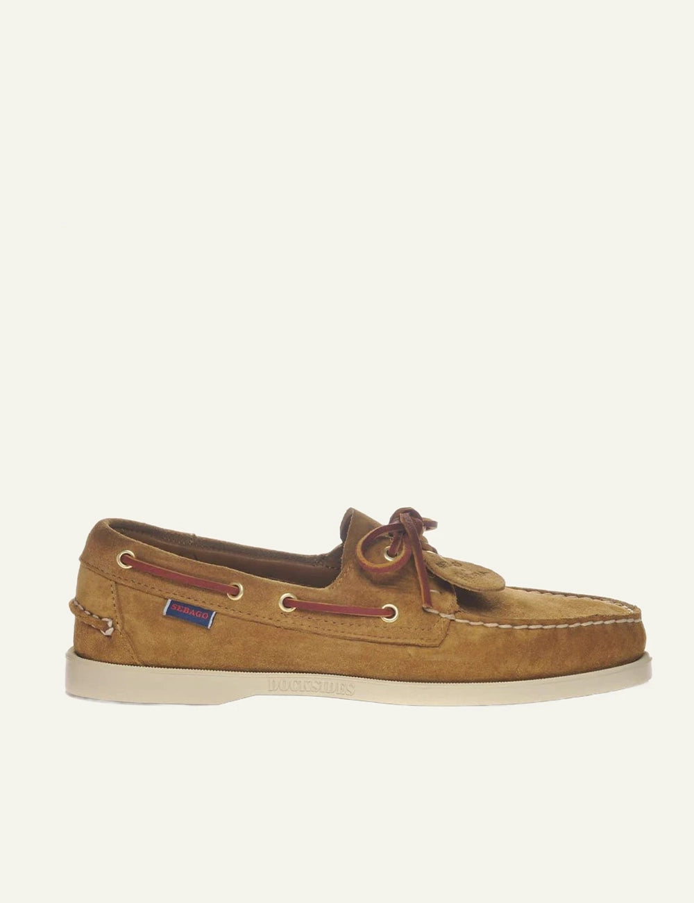 Sebago docksides shoes suede brown boat shoes side view