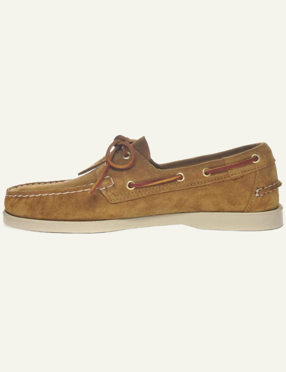 Sebago docksides shoes suede brown boat shoes profile view