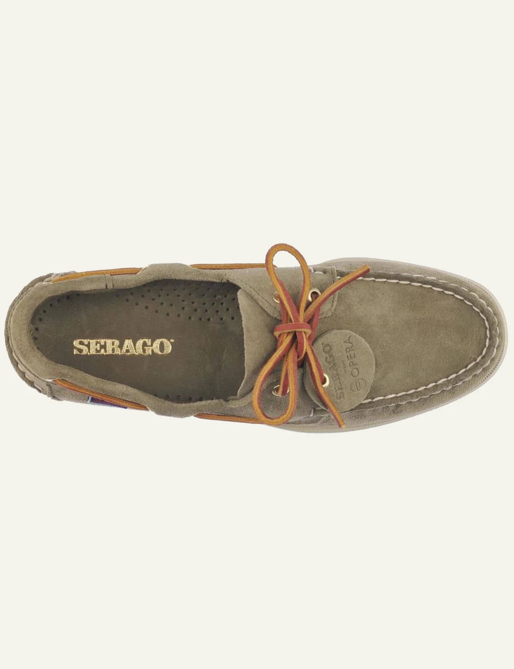 Sebago docksides suede olive boat shoes top view