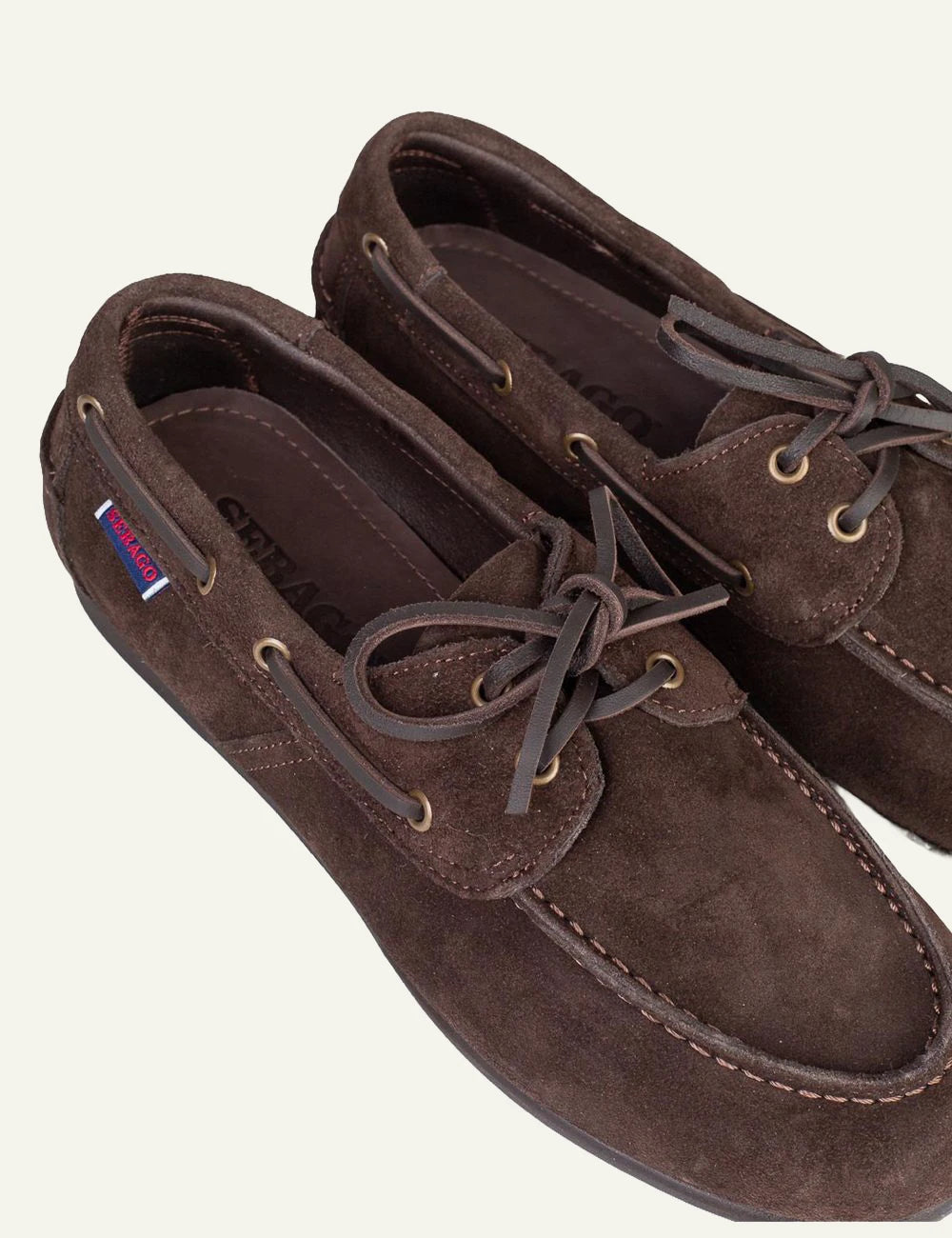Sebago Owen women brown suede boat shoes top detail