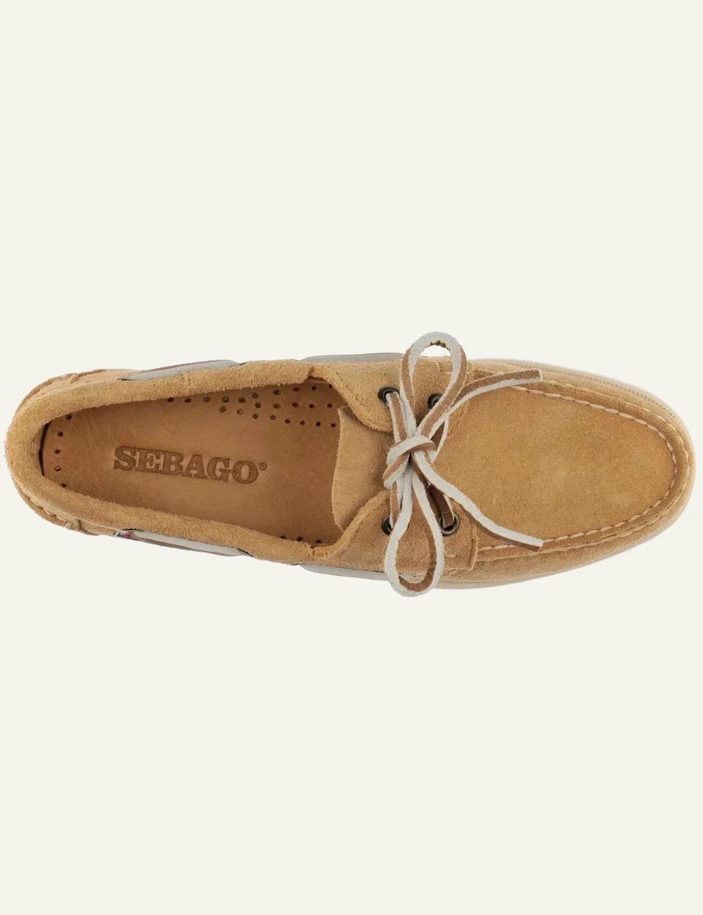 Sebago docksides suede sand boat shoes top view