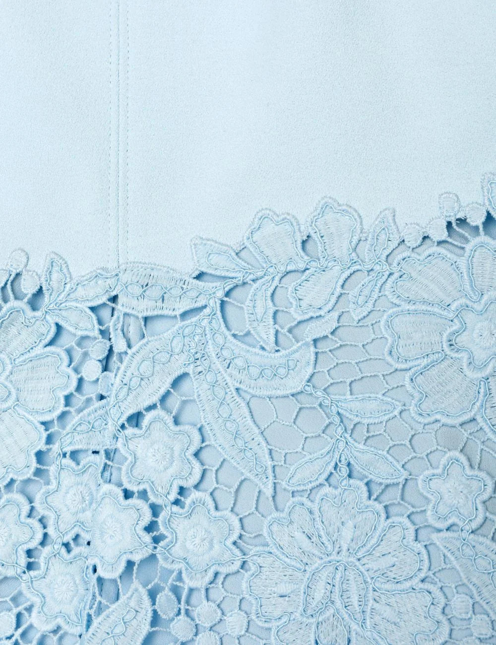 Self Portrait baby blue midi dress lace skirt scalloped hem detail