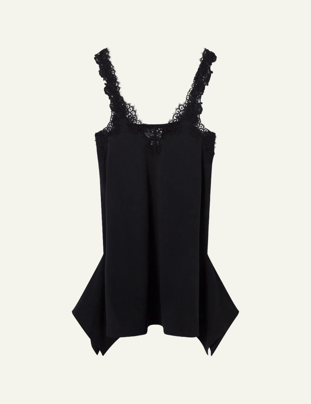 stella_mccartney_black_mini_dress_lace_trim_handkerchief_hem