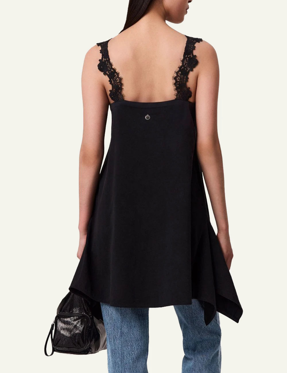 stella_mccartney_black_mini_dress_lace_trim_handkerchief_hem back