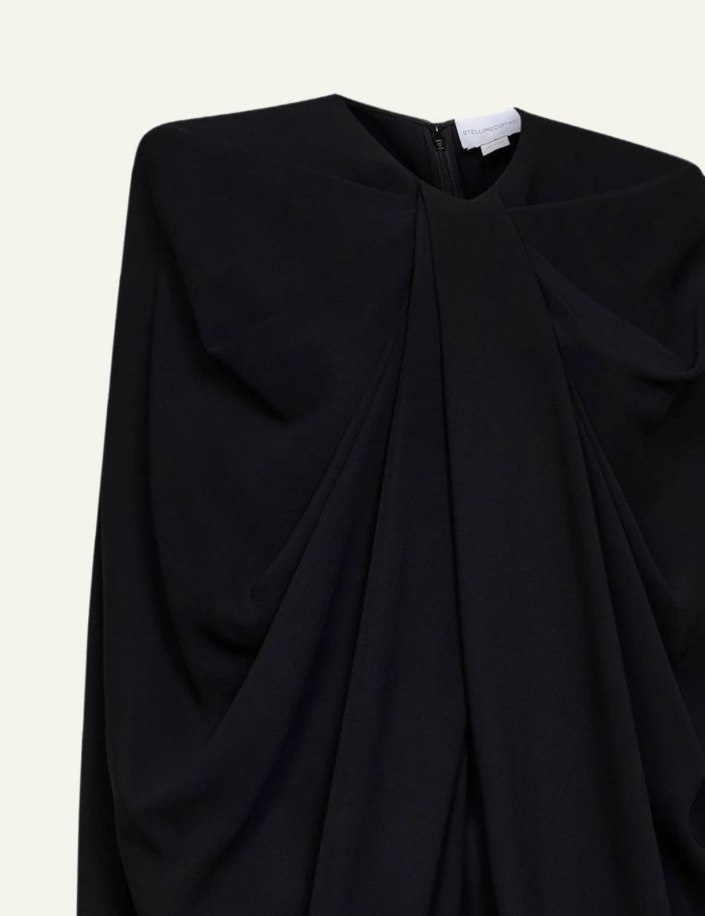 stella_mccartney_black_cape_mini_dress_draped_front detail
