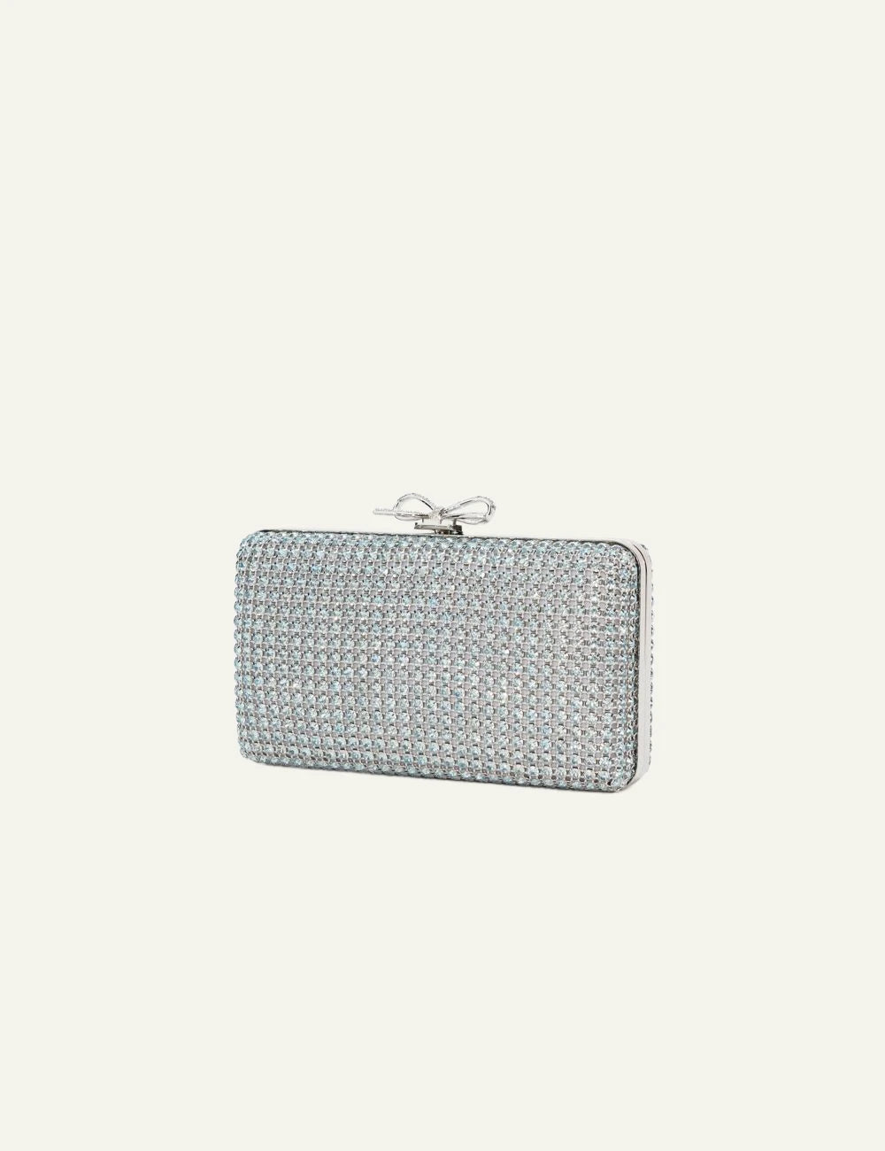 Self Portrait crystal clutch silver chainmail bag bow detail evening side