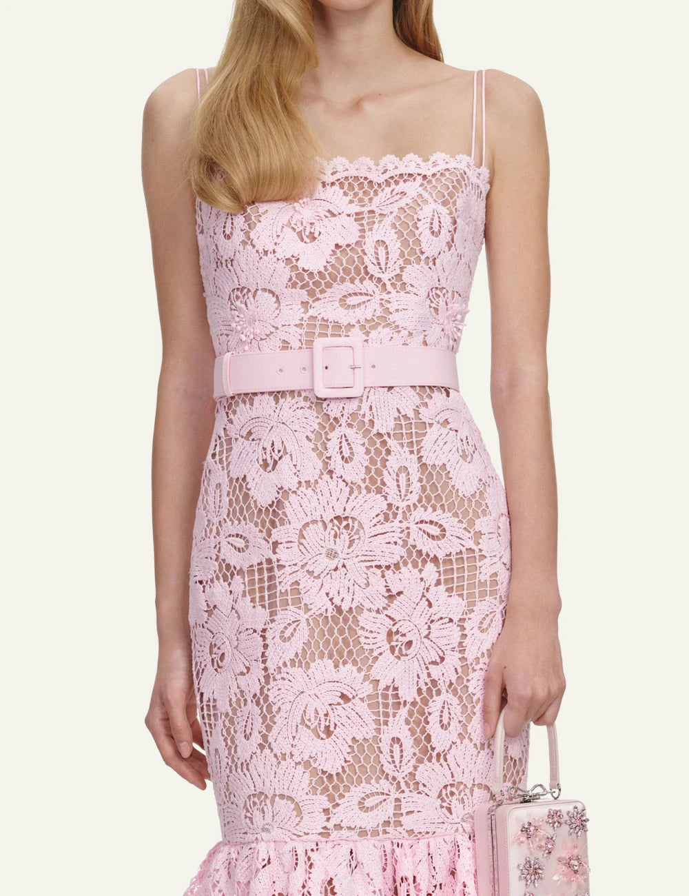 SELF-PORTRAIT LACE MIDI DRESS PINK – Simple Caracters