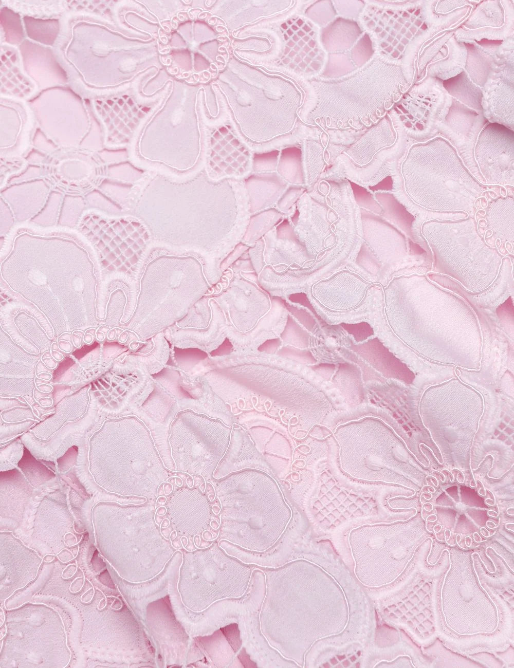 Self Portrait pink lace mini dress guipure collar swing silhouette detail