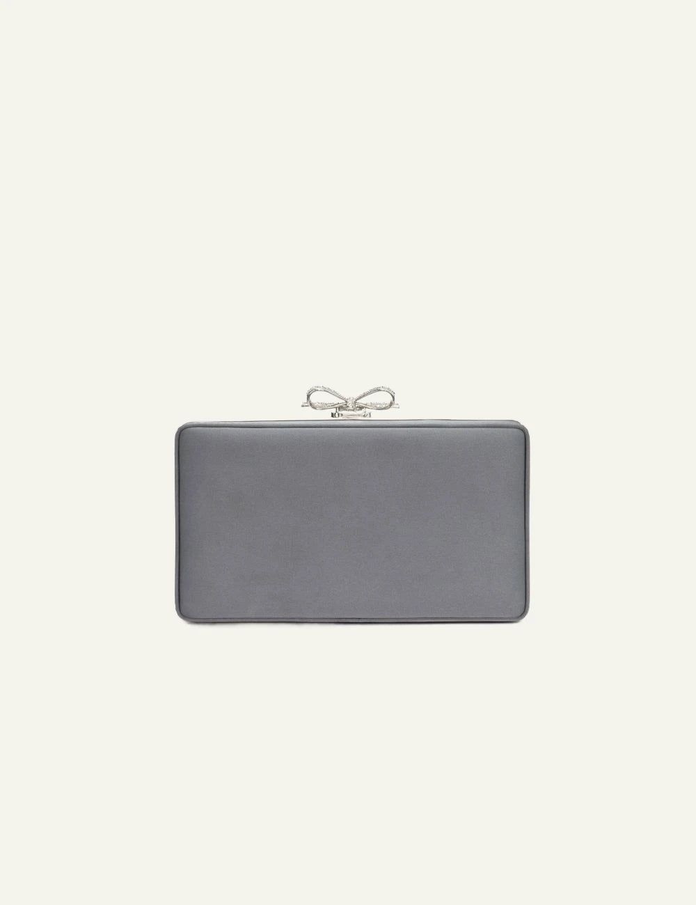 Self Portrait rhinestone clutch silver satin crystal bow evening bag back