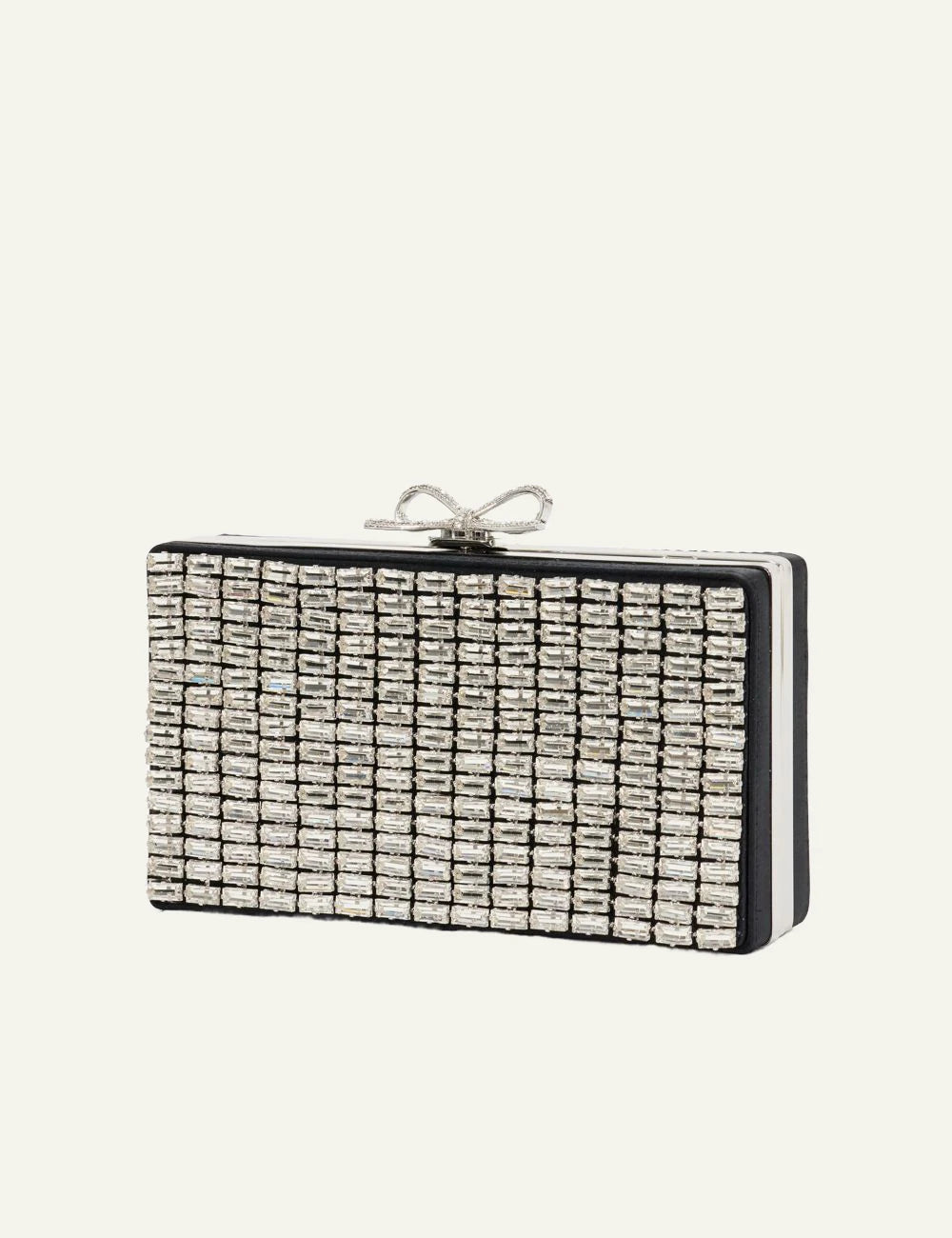 Self-Portrait silver crystal chainmail clutch bag side view