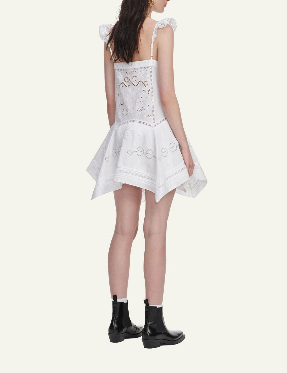 SELF-PORTRAIT EMBR MINI DRESS WHITE