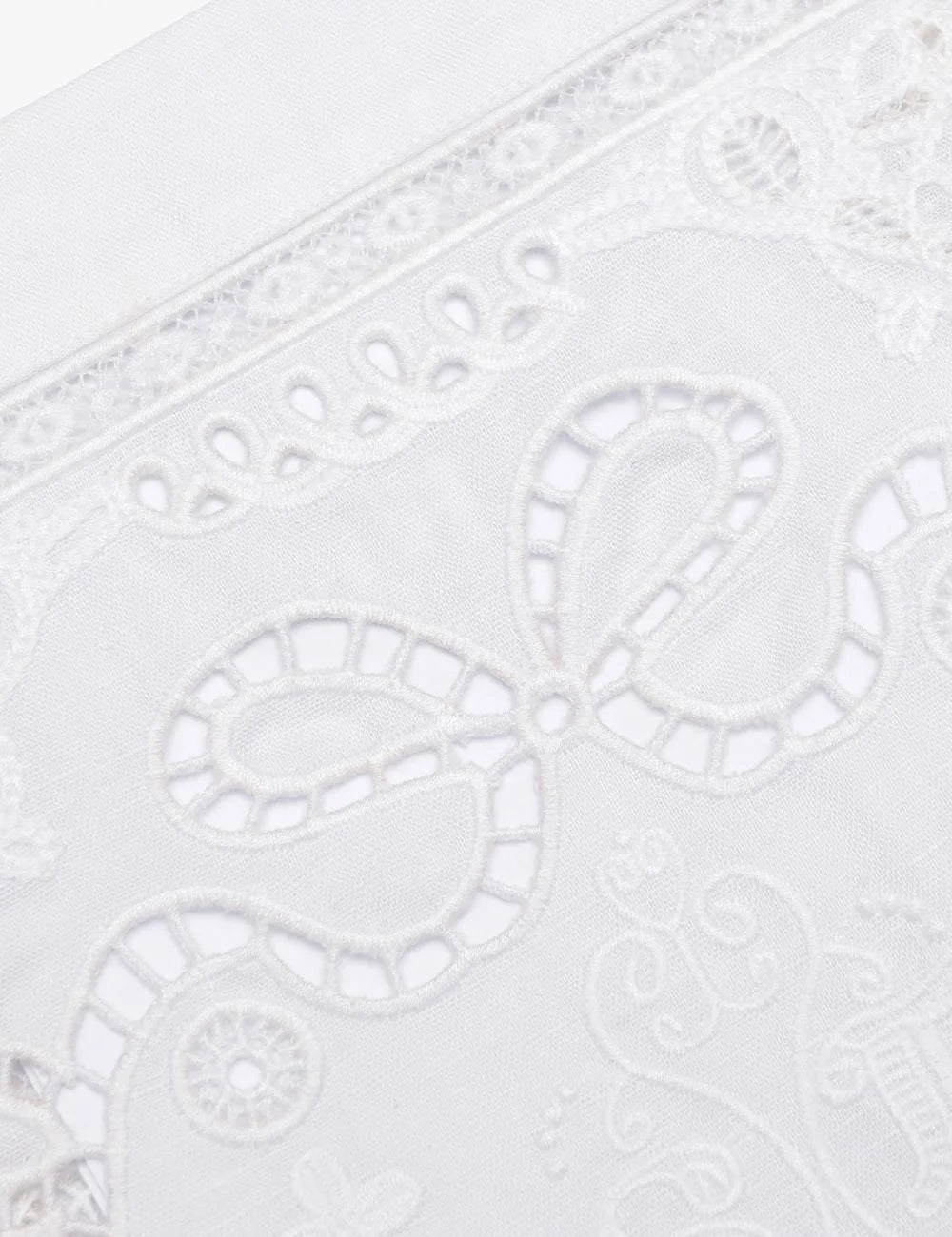 Self Portrait white cotton mini dress embroidery detail