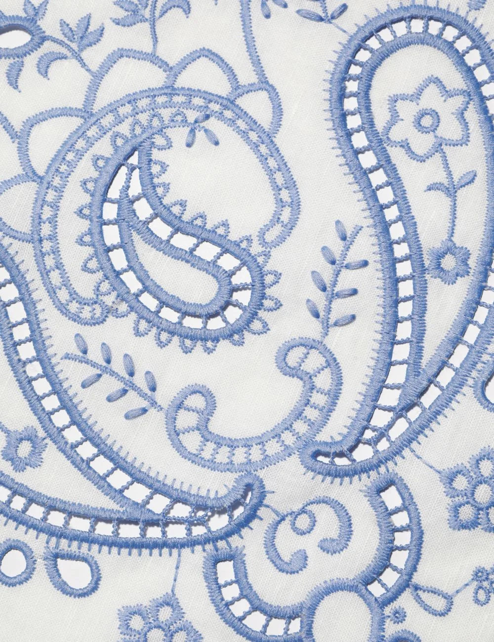 Self Portrait white linen crop top blue bandana detail