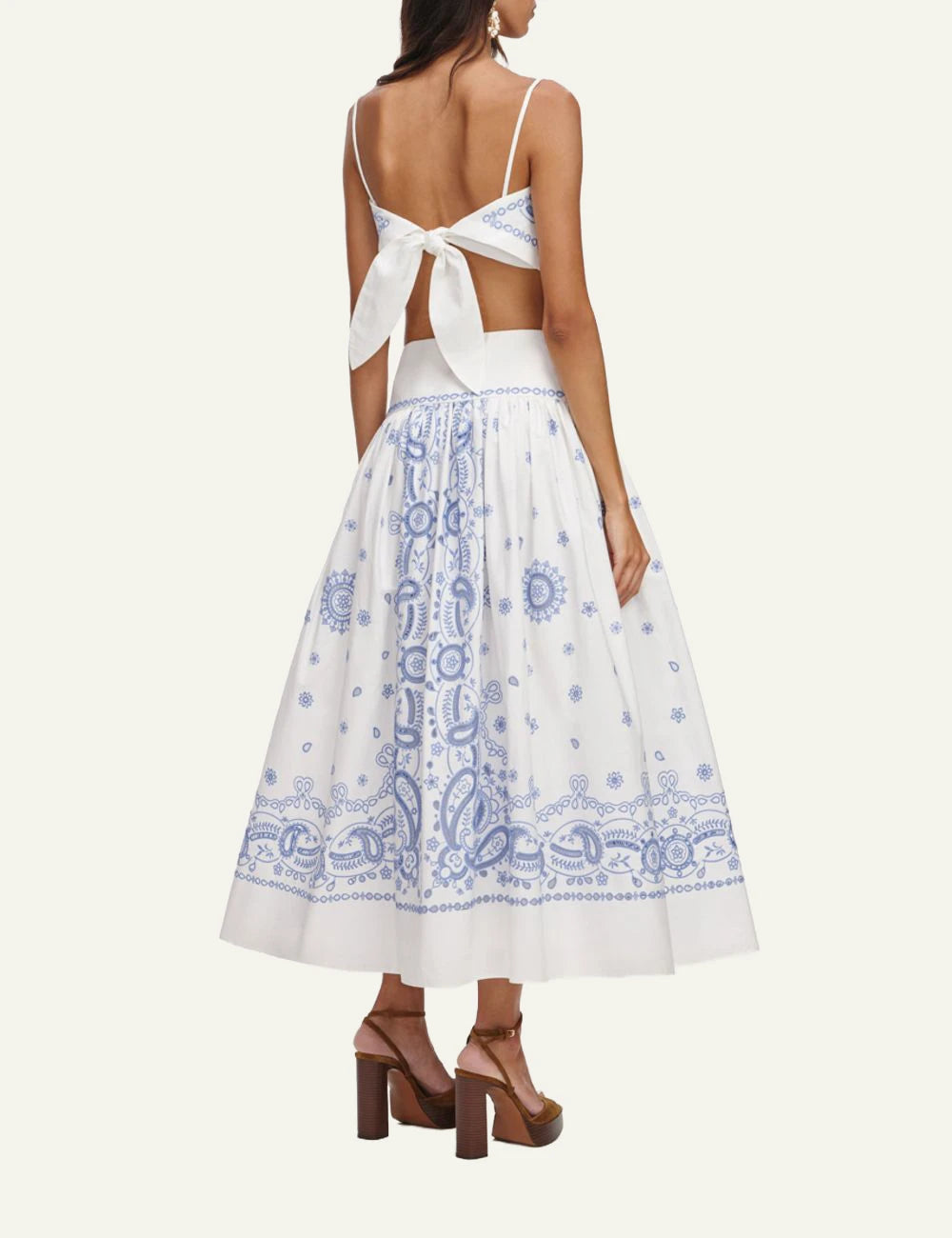 SELF-PORTRAIT EMBR MIDI SKIRT WHITE