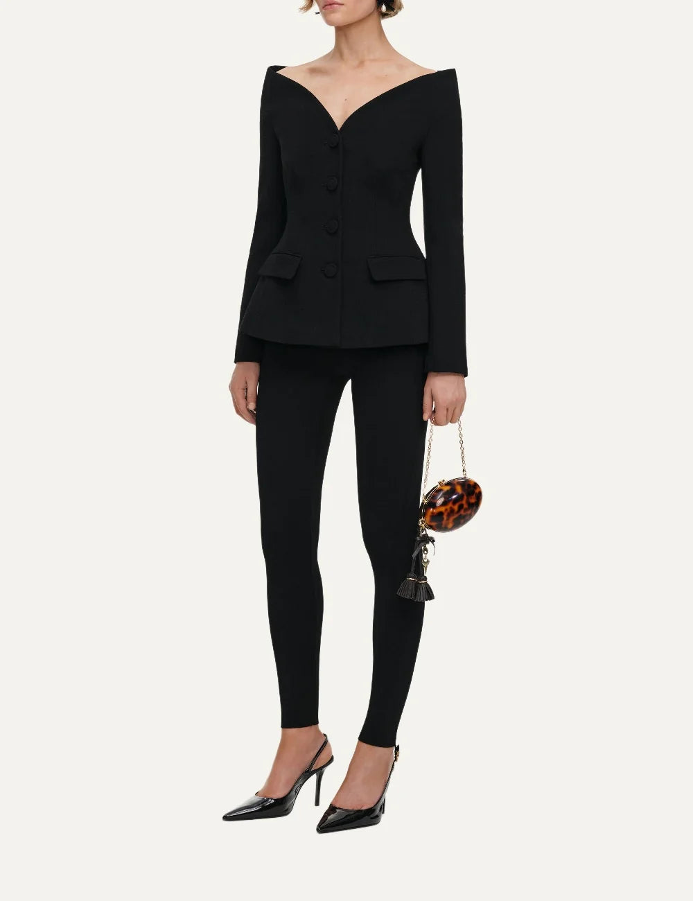 SELF-PORTRAIT WOOL CREPE JACKET BLACK