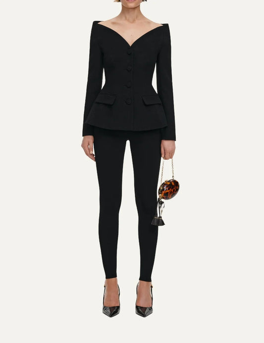 SELF-PORTRAIT WOOL CREPE JACKET BLACK