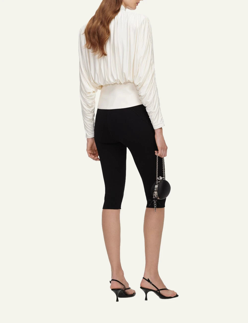 Self-Portrait Women’s Ivory Draped Blouse With Pussy-Bow Neckline back