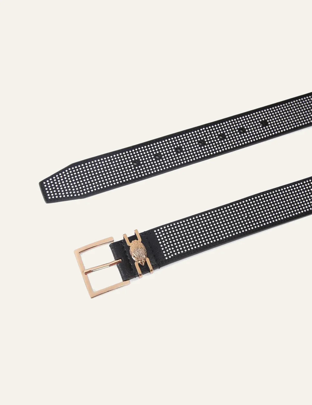 Kurt Geiger Shoreditch Gem 40 belt black strass detail front view
