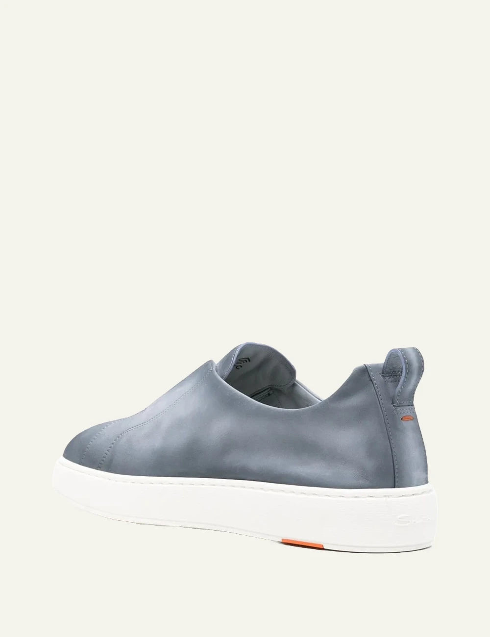 slip on sneakers light blue leather minimal back view