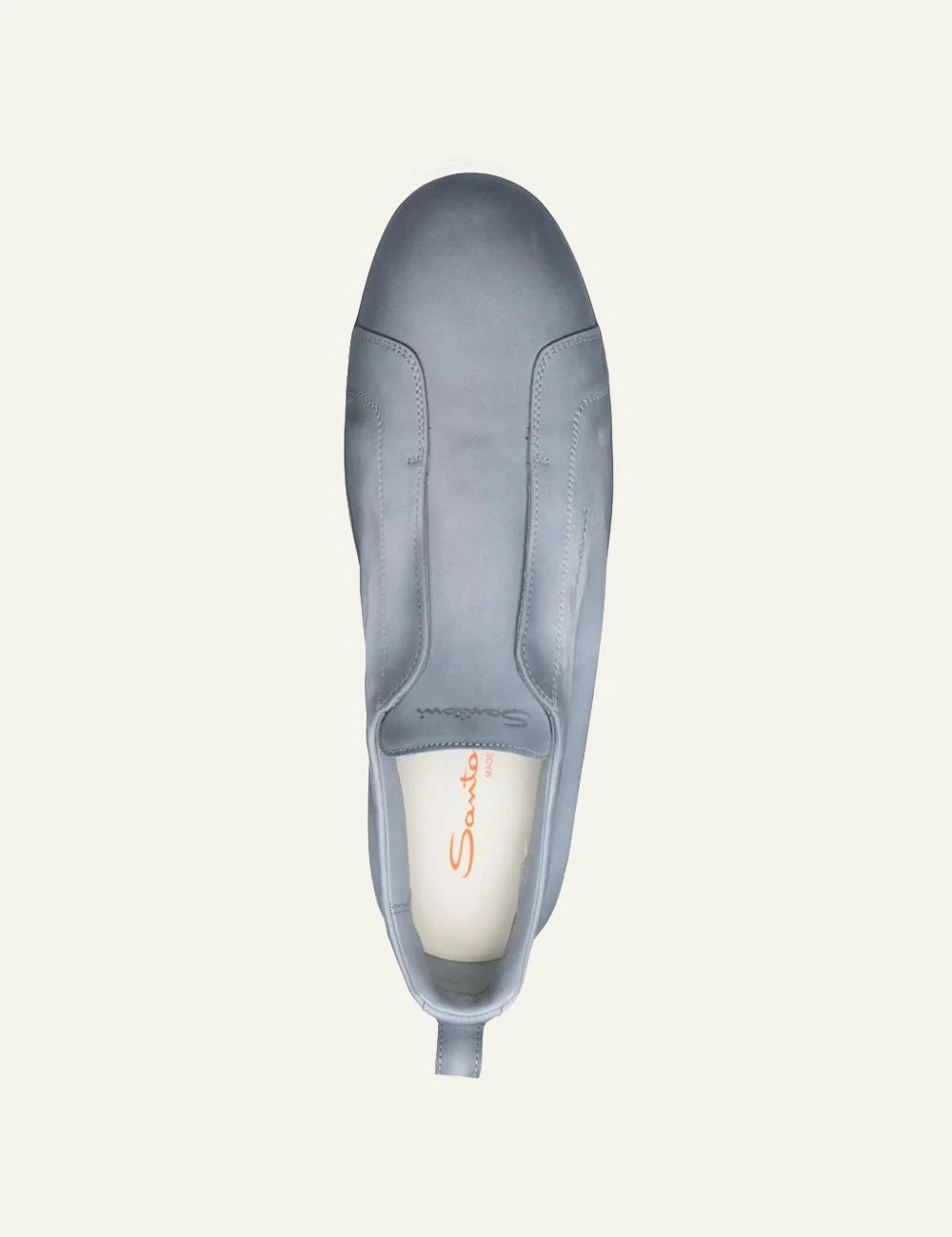 slip on sneakers light blue leather minimal top view