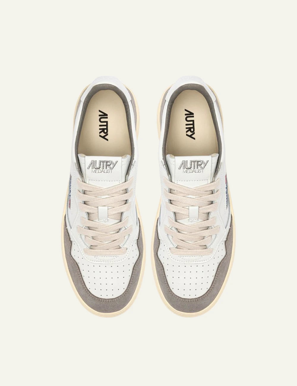 Men's Autry Medalist white leather sneakers with grey suede top
