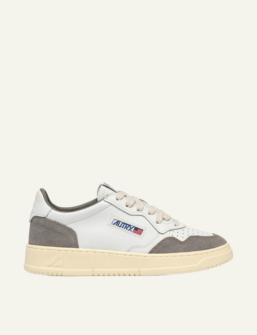 Men's Autry Medalist white leather sneakers with grey suede details