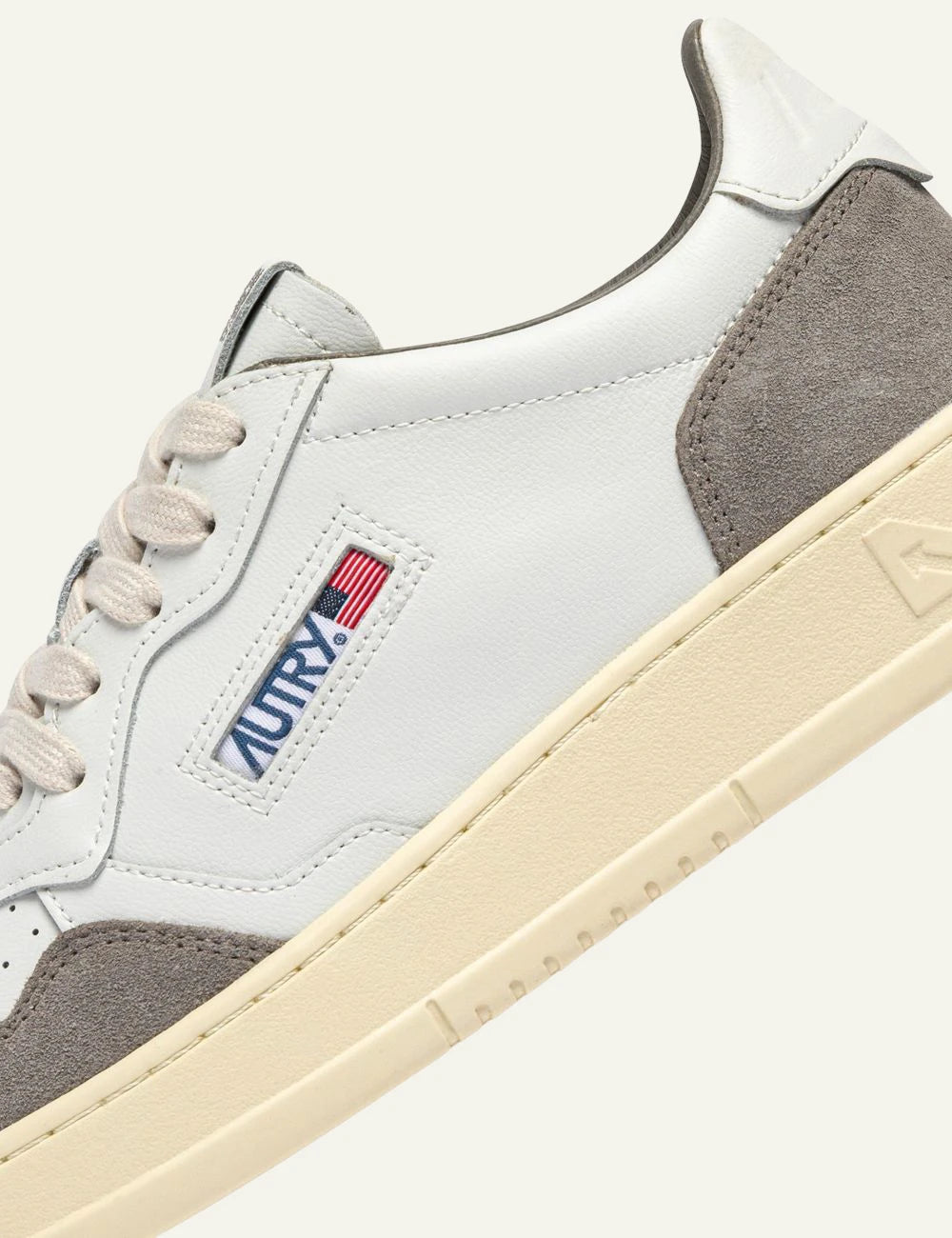Men's Autry Medalist white leather sneakers with grey suede details