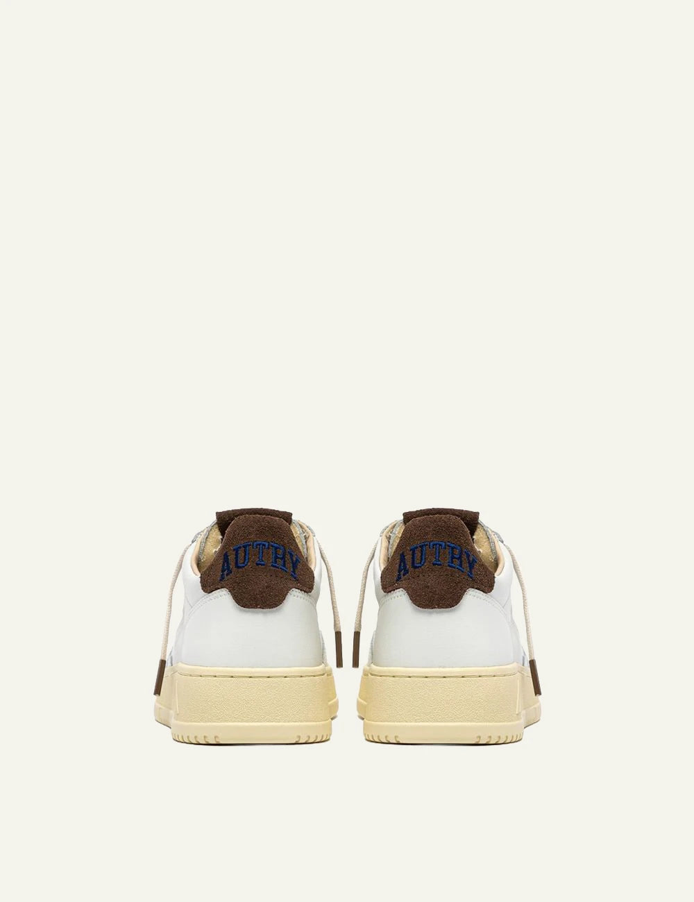 Autry Men’s White Leather Sneakers With Brown Suede Heel Tab back