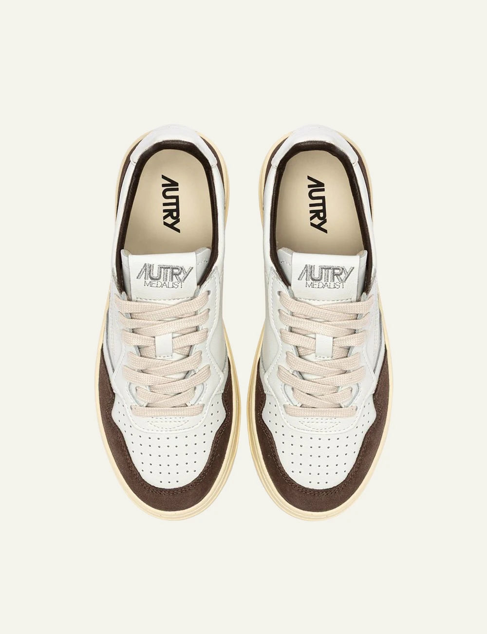 Men's Autry Medalist white leather sneakers with mahogany suede top
