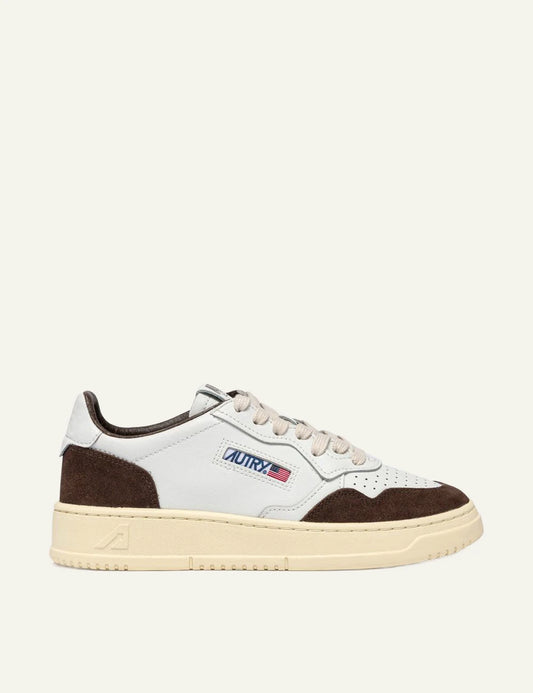 Men's Autry Medalist white leather sneakers with mahogany suede