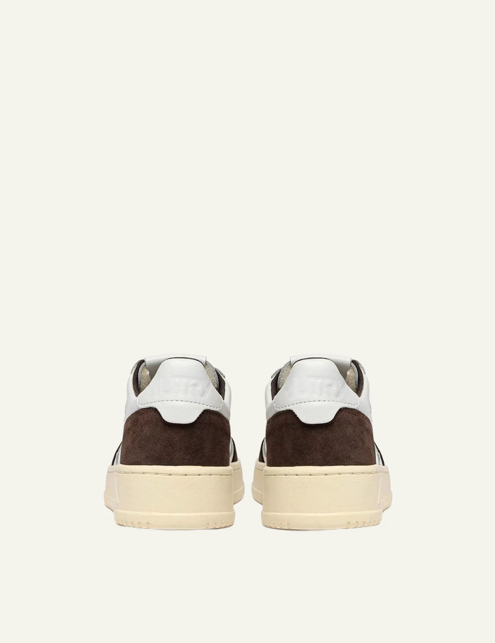Autry women’s white leather sneakers with mahogany suede details back