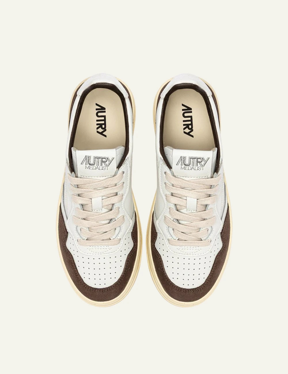 Autry women’s white leather sneakers with mahogany suede details top