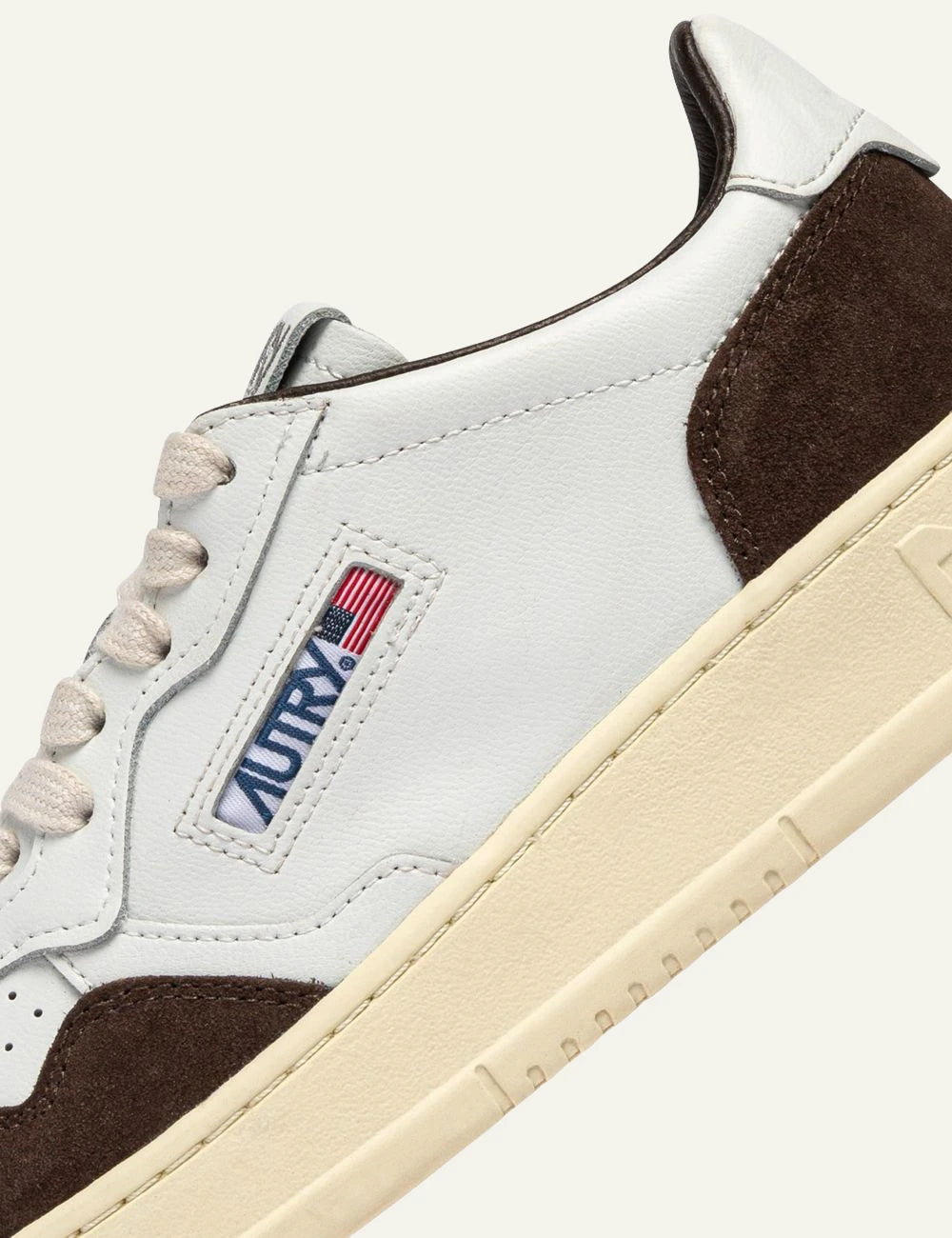 Autry women’s white leather sneakers with mahogany suede details logo