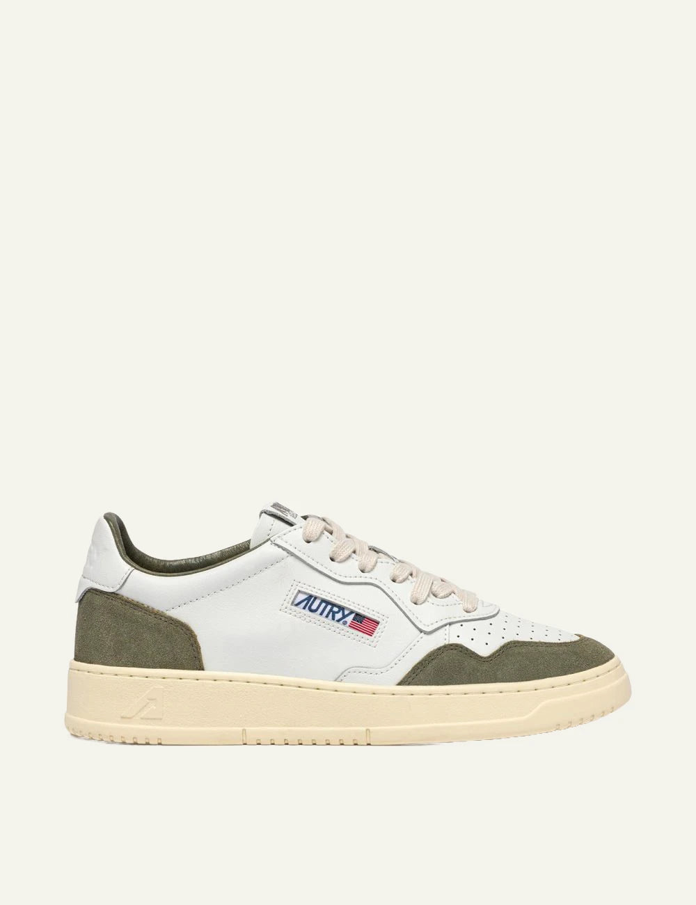 Autry Men’s White Leather And Green Suede Sneakers