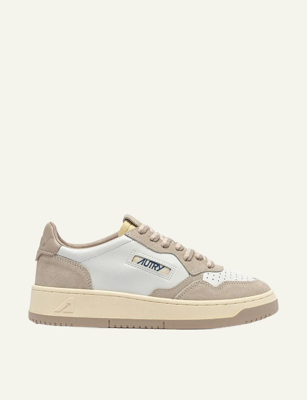 Autry women’s white leather sneakers with beige suede details