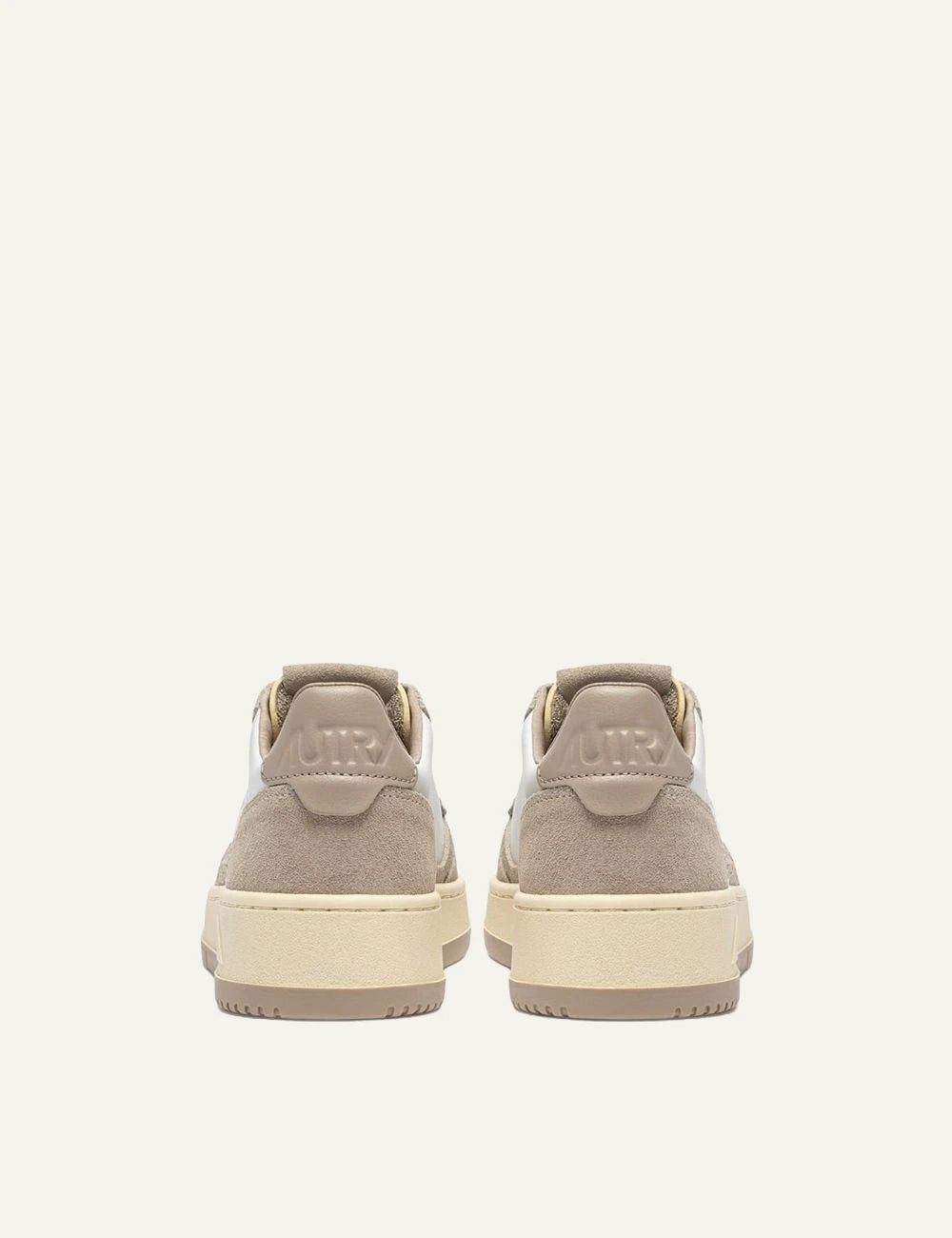 Autry women’s white leather sneakers with beige suede details back
