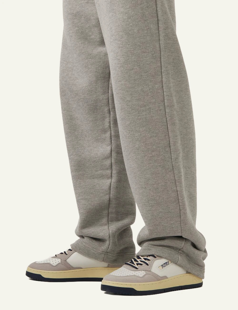 Men's Autry Medalist white leather and light grey suede sneakers with navy blue heel model