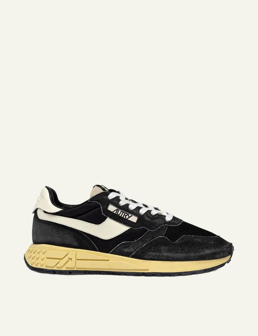 Autry Men’s Black Nylon And Suede Sneakers With Ivory Details