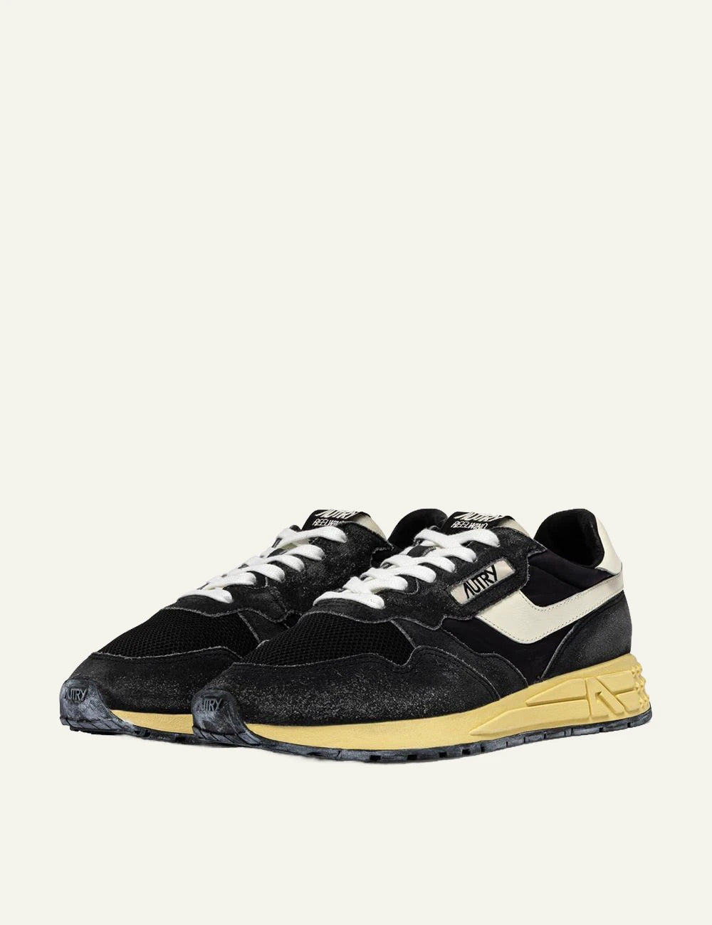 Autry Men’s Black Nylon And Suede Sneakers With Ivory Details profile