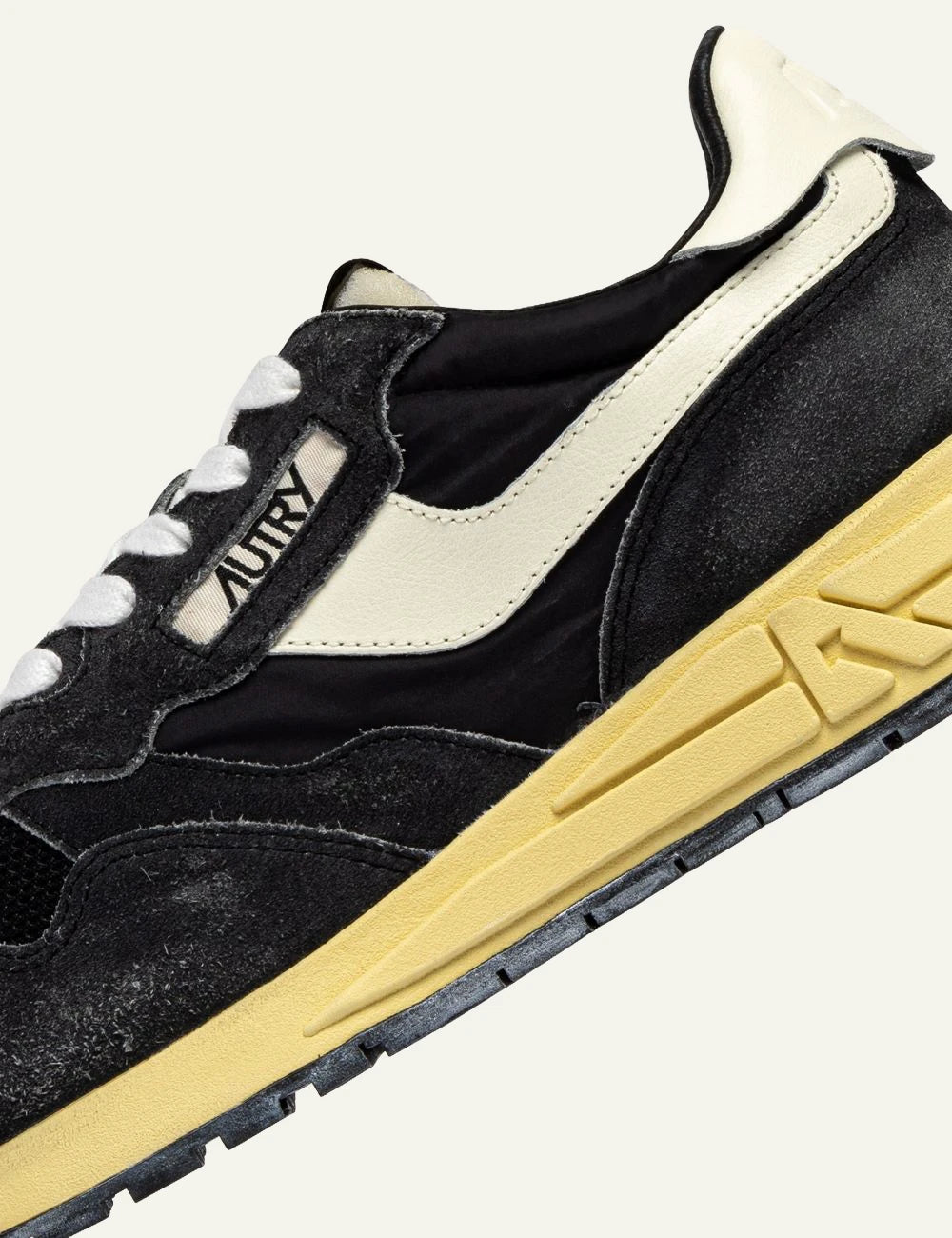 Autry Men’s Black Nylon And Suede Sneakers With Ivory Details logo