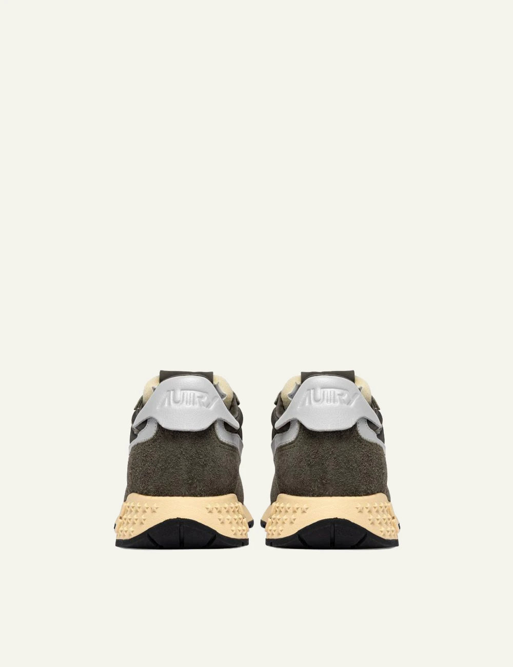 Autry Men’s Dark Olive Nylon And Suede Sneakers With Grey Details back