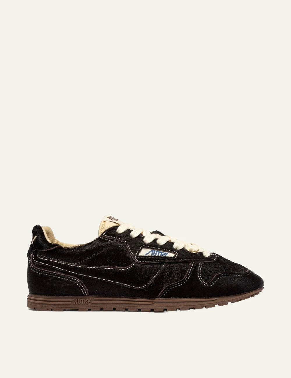 Autry women’s dark brown pony hair effect leather sneakers