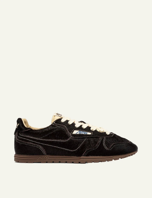 Autry women’s dark brown pony hair effect leather sneakers