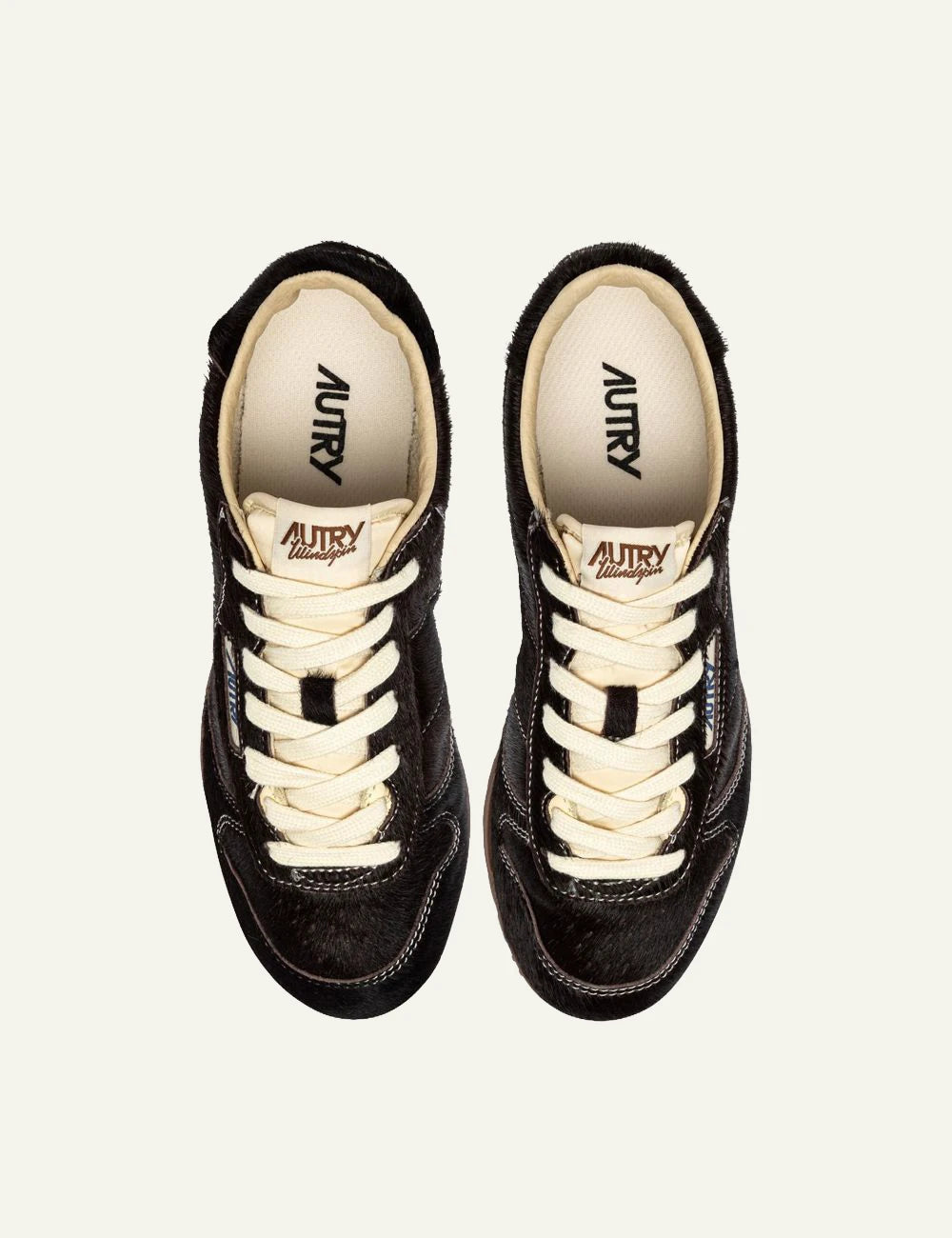 Autry women’s dark brown pony hair effect leather sneakers top