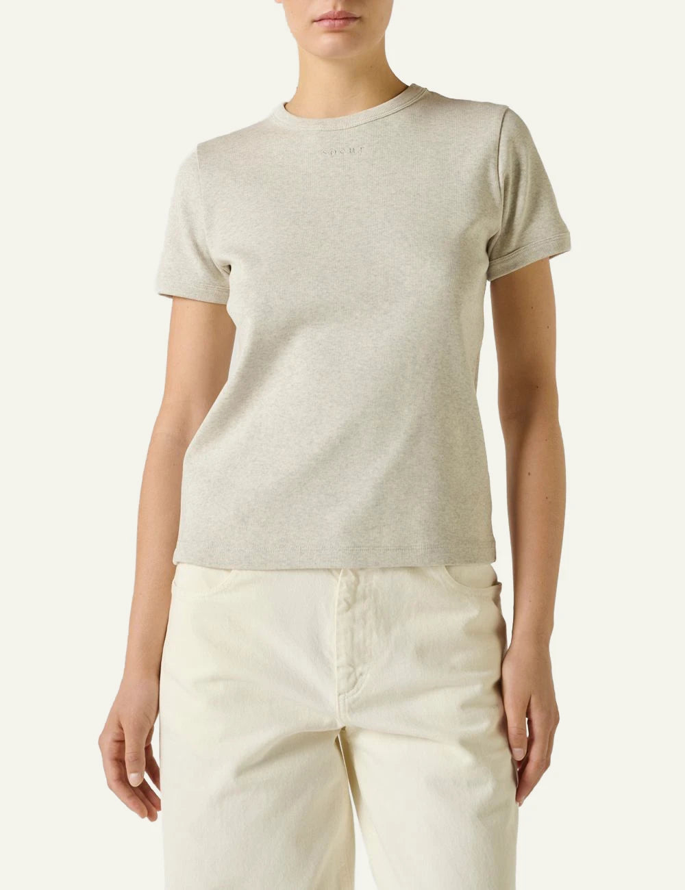 Soeur Aristide t-shirt grey cotton slim fit front model