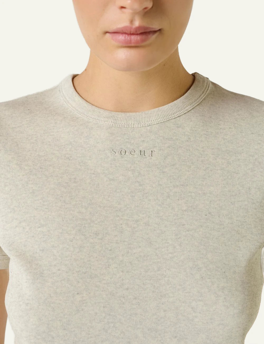 Soeur Aristide t-shirt grey cotton slim fit front detail