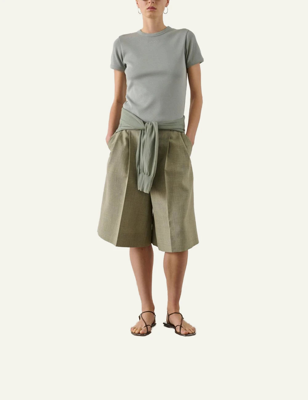 Soeur Aristide t-shirt light grey cotton slim fit front full body