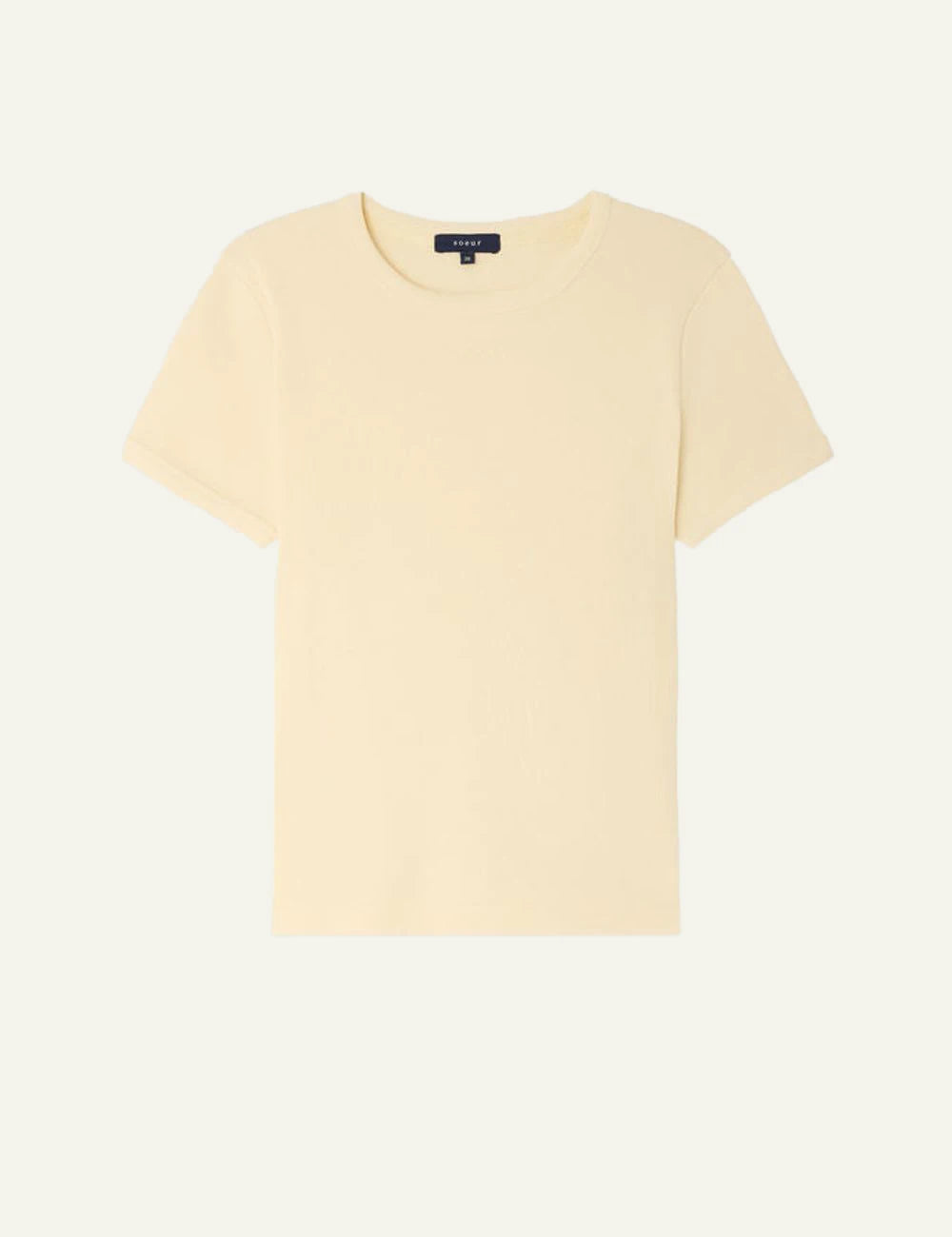 Soeur Aristide t-shirt light yellow organic cotton embroidered logo slim fit front